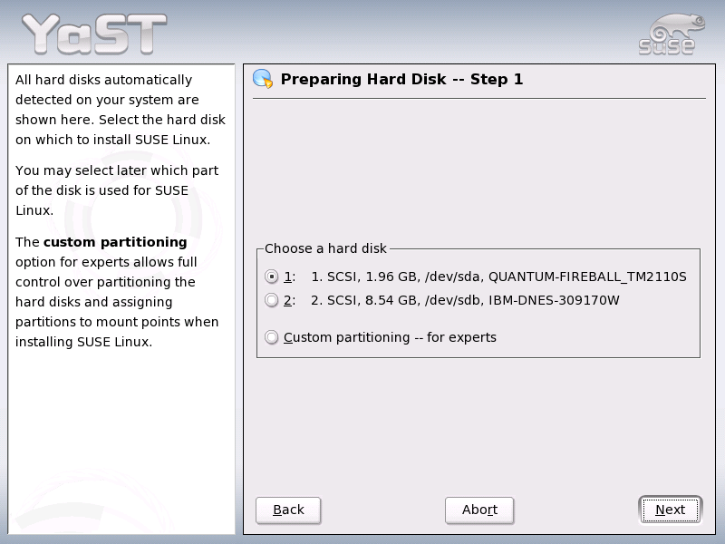 Selecting the Hard Disk