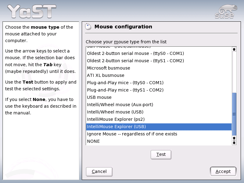 Selecting the Mouse Type