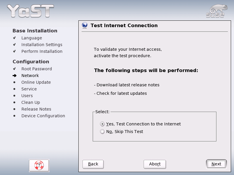 Testing the Internet Connection