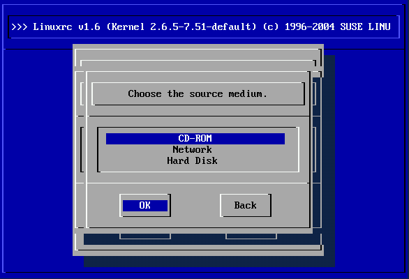 Selecting the Source Medium in linuxrc