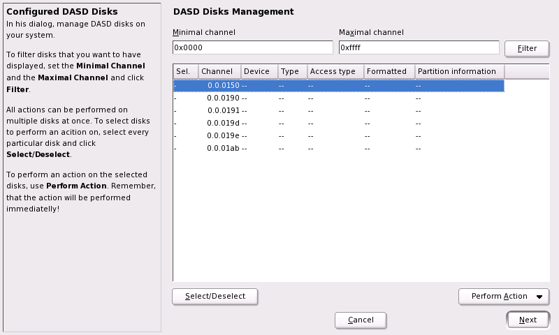 S/390, zSeries: Selecting a DASD