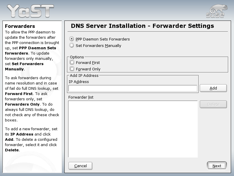 DNS Server Installation: Forwarder Settings