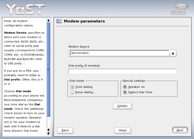 Modem Configuration