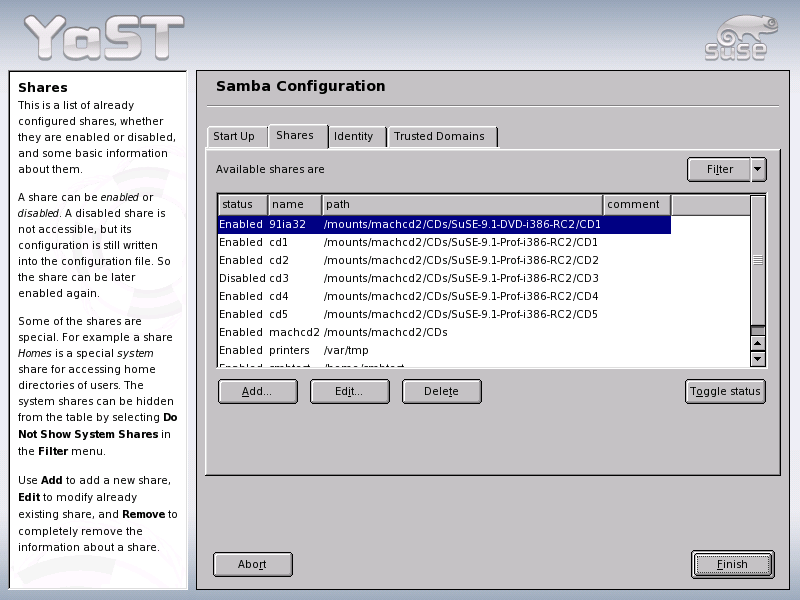 Samba Configuration — Shares