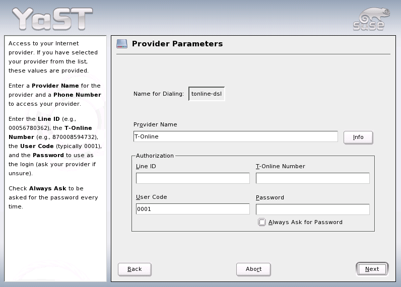 T-DSL Configuration (Germany)